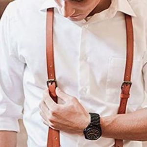 Brown leather suspenders